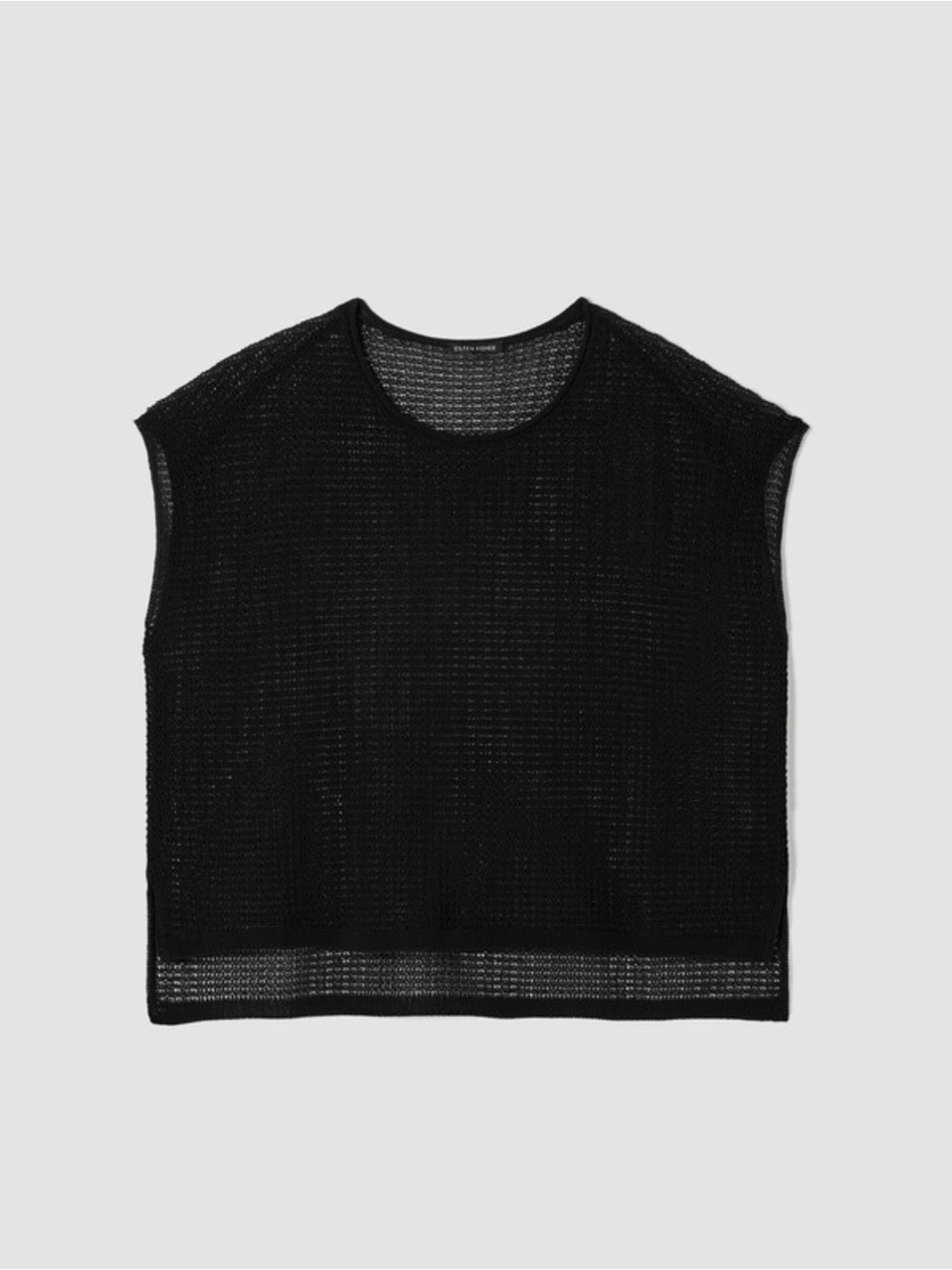 Eileen Fisher Organic Cotton Cord Jewel neck sheen knit sweater short sleeve top - Picture 4 of 6